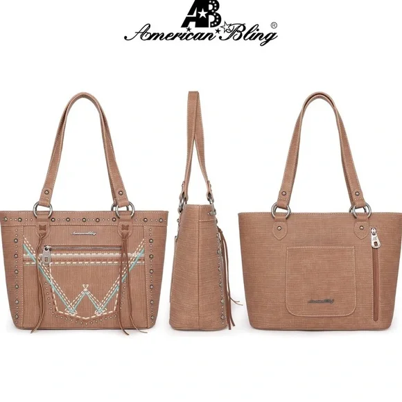 American Bling Shoulder Bags for Women Top-Handle Purse and Handbag 2 PCS Set - Picture 4 of 7